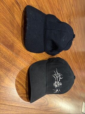 Black Baseball Caps - Set of 2 with Skull Embroidery